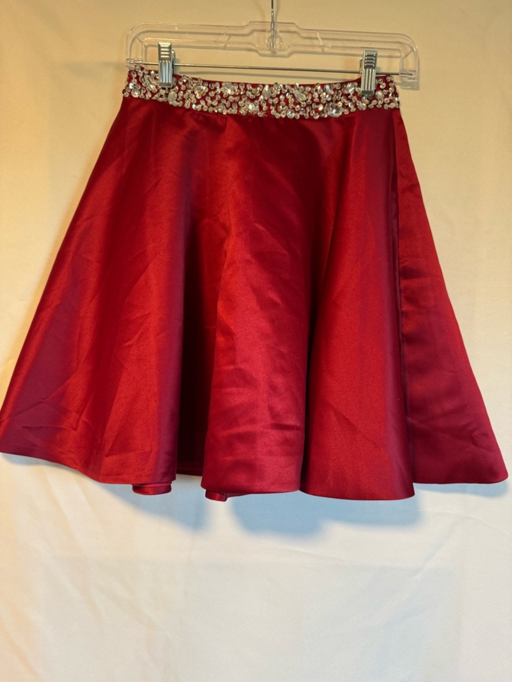 Red Rhinestone Two Piece Prom Dress Set Halter Beaded Formal - Picture 16 of 16